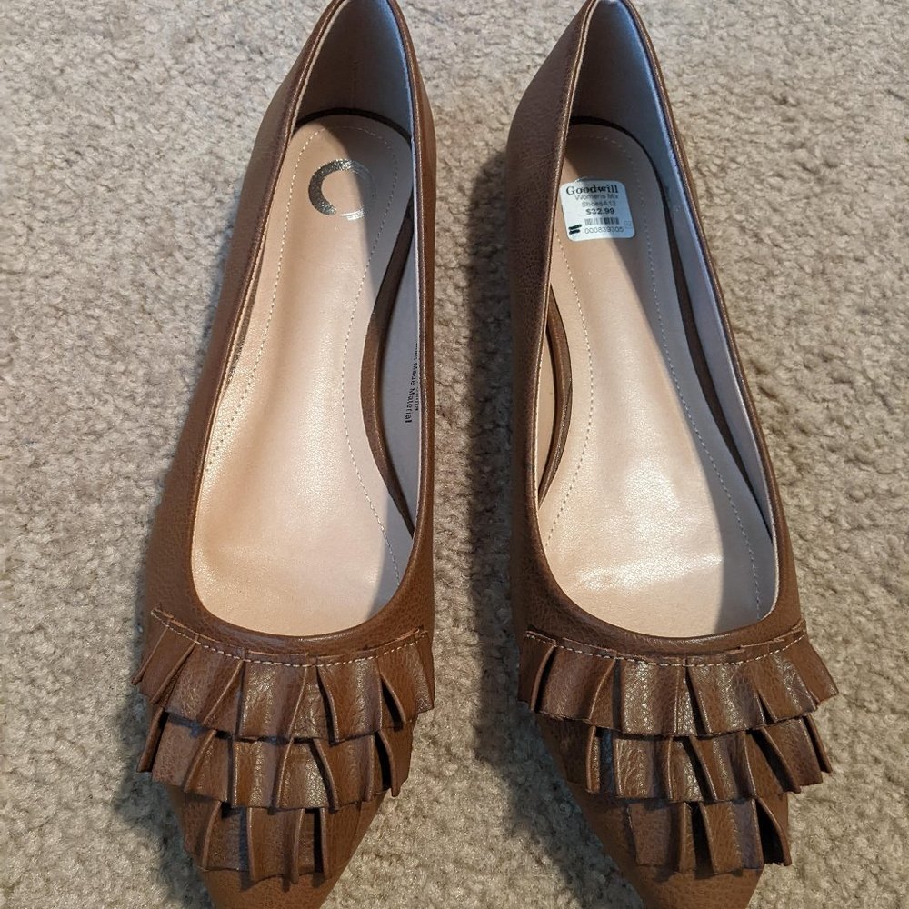 Brown Flats with Ruffles